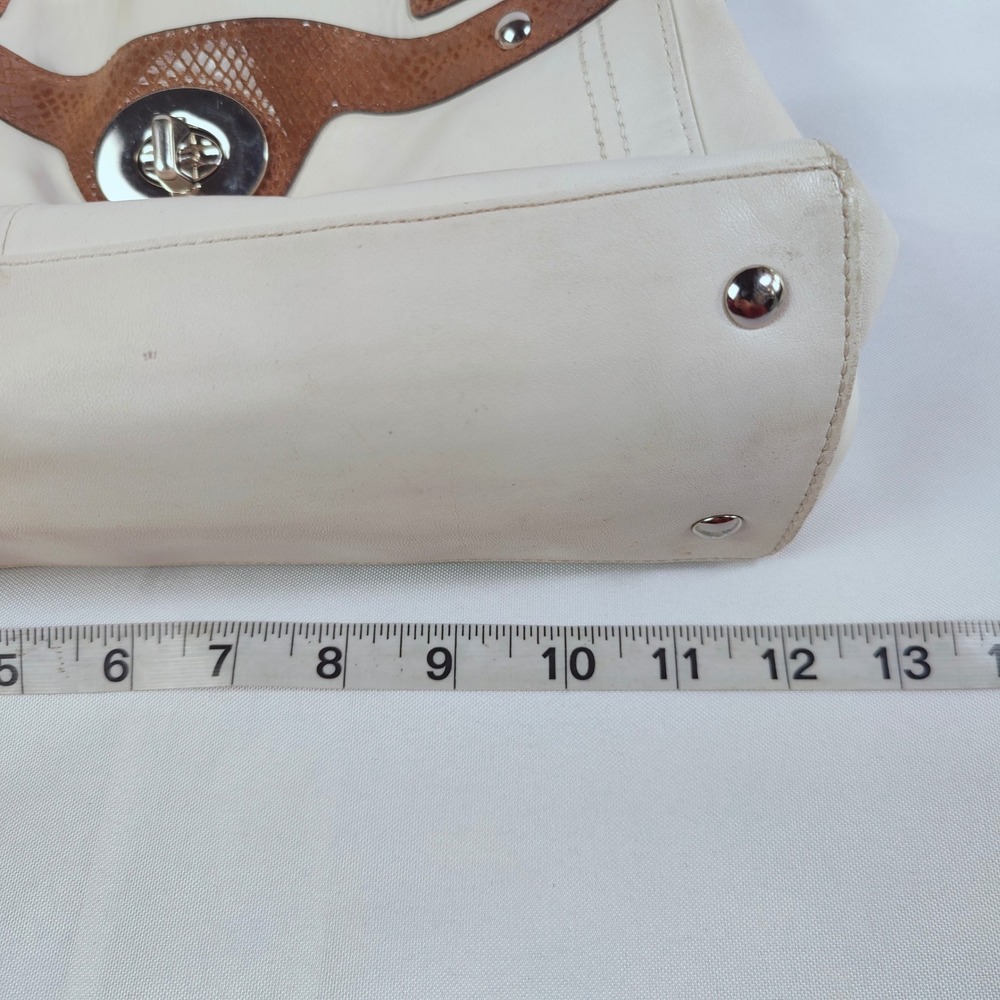 Coach Penelope Ivory Satchel Shoulder Bag Turnlock Tote Snakeskin Leather F16531 - Picture 12 of 14